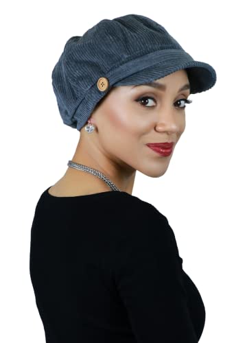 Hats Scarves & More Newsboy Cap for Women Cabbie Hat Cancer Headwear Chemo Head Coverings Brianna - color: Grey