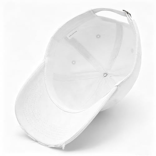 Distressed Baseball Cap for Men Women Cotton Dad Hat - color: White