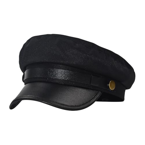 GSHLLO Black Chauffeur Hat Flat Taxi Driver Hat Festival Costume Hat Mens Fiddler Cap Fisherman Sailor Hat Fancy Dress Cap