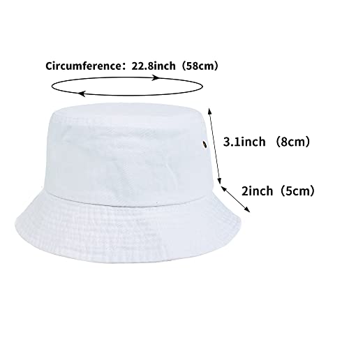 Washed Cotton Bucket Hats Packable Summer Beach Cap for Men Women - color: Ce-bh-khaki-white-red