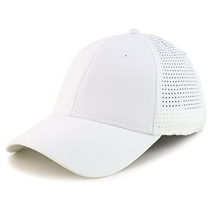 Armycrew UPF 50+ Cool Comfort Performance Stretchable Air Mesh Baseball Cap - color: White