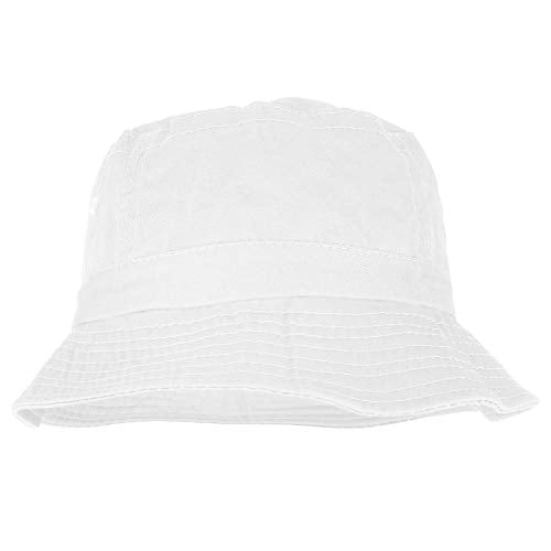 Armycrew Pigment Dyed Washed 100% Cotton Unisex Bucket Hat - color: White