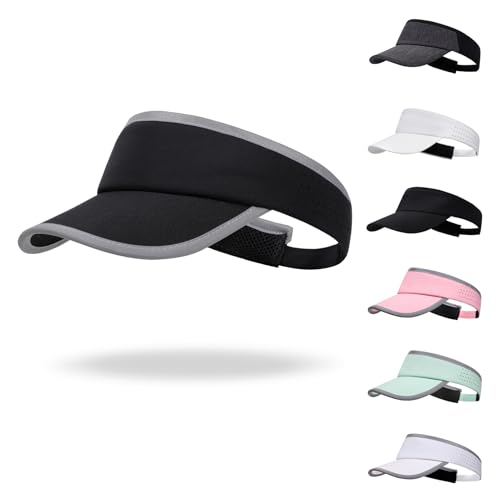 Reflective Brim Quick Dry Lightweight Visor Hat - color: Black & Light Gray