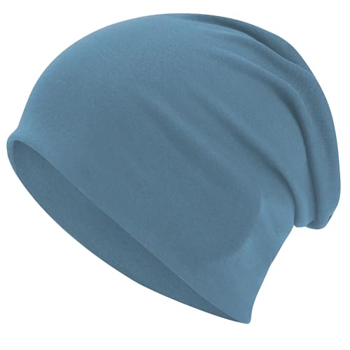 ROYBENS 100% Cotton T-Shirt Beanie for Women Men Slouchy Soft Skull Cap - color: 1pcs-light Blue