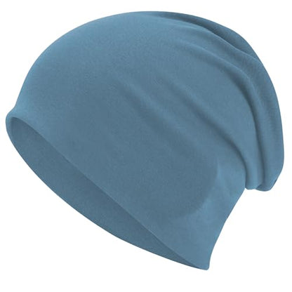 ROYBENS 100% Cotton T-Shirt Beanie for Women Men Slouchy Soft Skull Cap - color: 1pcs-light Blue