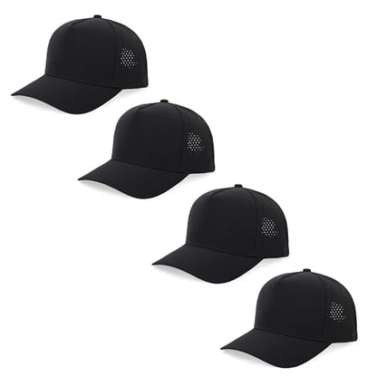 5 Panel Baseball Cap Quick Dry Mesh Snapback Hat for Women Men - color: Black*4