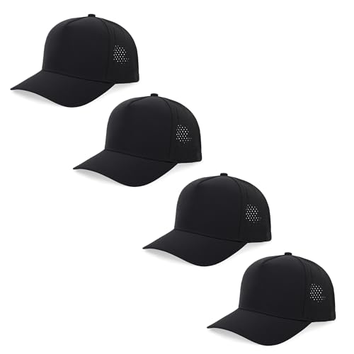 5 Panel Baseball Cap Quick Dry Mesh Snapback Hat for Women Men - color: Black*4