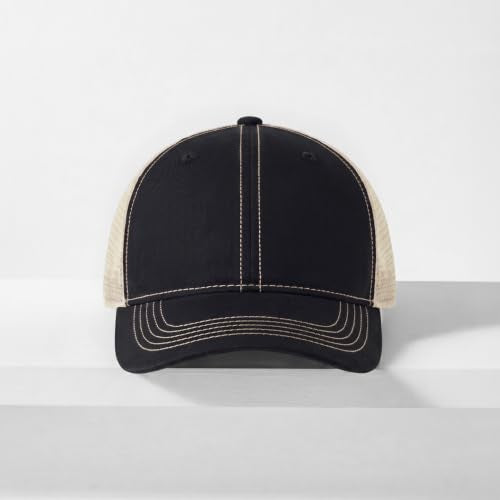 CHOK.LIDS Washed Trucker Hat Unstructured Distressed Pigment Dyed Cap - color: (Black)