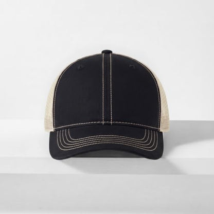 CHOK.LIDS Washed Trucker Hat Unstructured Distressed Pigment Dyed Cap - color: (Black)