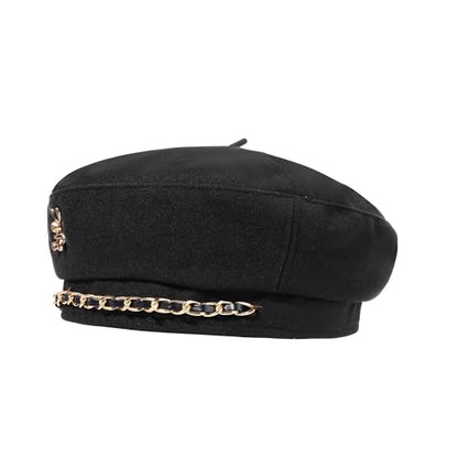 CHIC DIARY French Cotton Beret Hat for Women Adjustable Winter Beret Cap - color: #3 Black - One Size