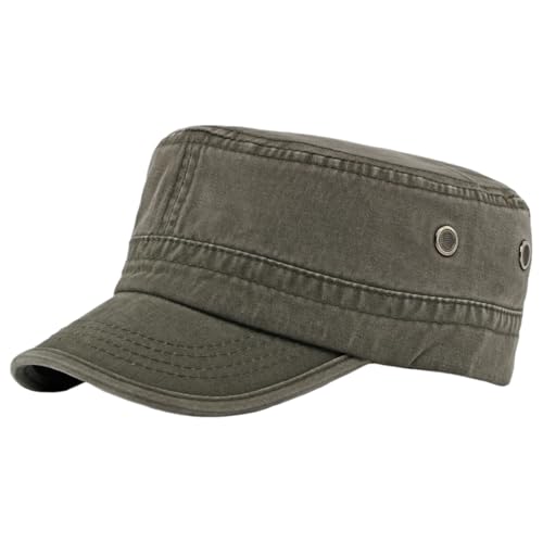 Army Cadet Cap for Men Women Military Flat Top Cap Adjustable Cotton Basic Baseball Cap - color: Grey