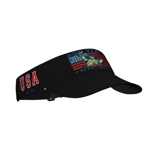 United States 250th Anniversary Hat USA Est 1776 America Patriotic Visor Cap Adjustable Sun Hat for Women Men Sports Beach - color: Black15