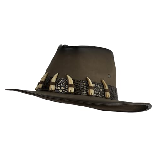 e4Hats.com UPF 50+ Australian Outback Faux Leather Hat - color: Crocodile Teeth a, size: Medium