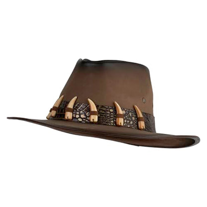 e4Hats.com UPF 50+ Australian Outback Faux Leather Hat - color: Crocodile Teeth a, size: Large