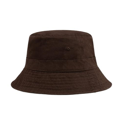 Hot Summer Bucket Hat - Trendy Cotton Sun Hat for Beach, Golf, Fishing - color: Coffee