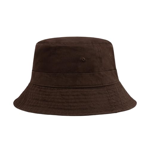Hot Summer Bucket Hat - Trendy Cotton Sun Hat for Beach, Golf, Fishing - color: Coffee