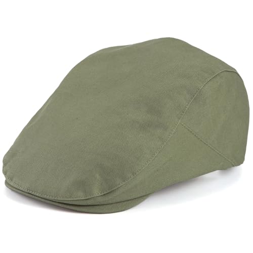 Classic Solid Flat Cap Newsboy Hats for Men Retro Cabbie Driving Adjustable - color: C06 Army Green With Mesh Lining