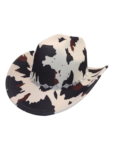 Verdusa Women's Western Cowboy Hat Rhinestone Wide Brim 2026 Cowgirl Hat - color: Cow Brown