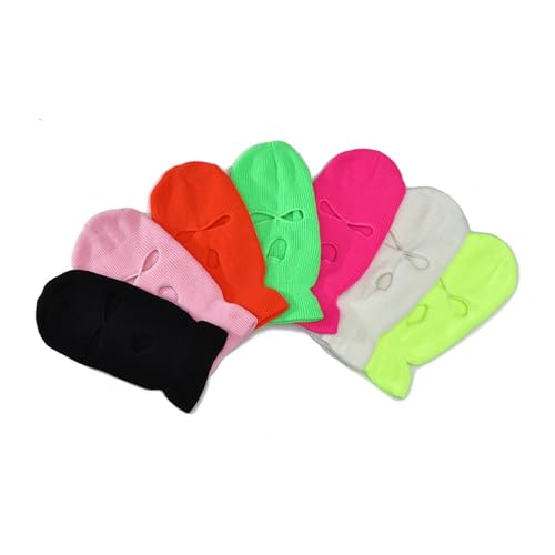 TOPTIE 3 Hole Full Face Balaclava, Double Knit Acrylic Winter Mask - color: White