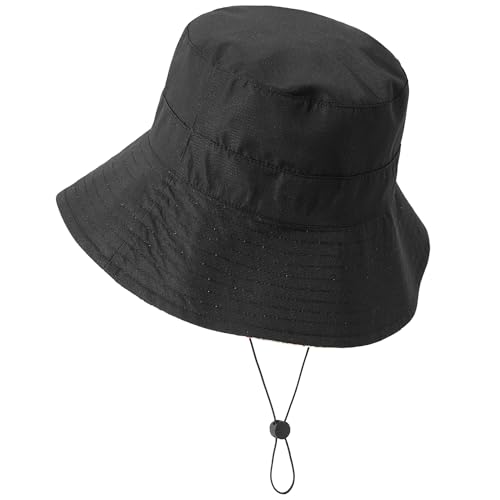 Lightweight Soft Women's Sun Hat, Floral Print UPF50+ UV Protection Bucket Hat, Foldable Portable, for Beach Vacation - color: Black