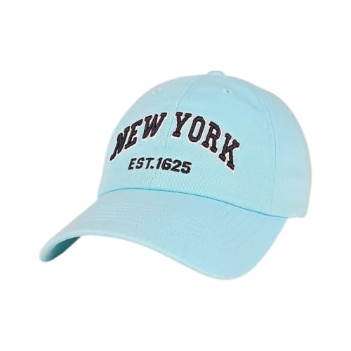 E BY ELIDAN NY Dad Hat, New York EST.1625 Cotton Baseball Cap Women & Men - color: Aqua