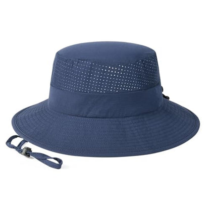 VOBOOM Unisex Wide Brim UV Protection Fishing Sun Hat - color: Navy