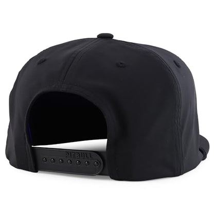 Trendy Apparel Shop 5 Panel Hybrid Perforated Rope Flatbill Snapback Cap - color: Black