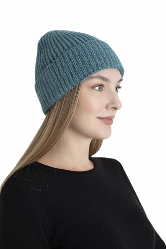 Seamless Beanie Cap, Acrylic Unisex Winter Beanie - color: Aqua