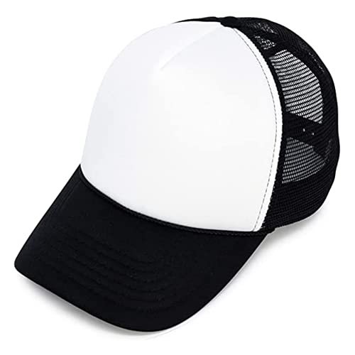 MR.R Sublimation Blanks Polyester Mesh Cap Mesh Hat Two Tone Trucker Summer Mesh Cap with Adjustable Snapback,2pcs per Pack - color: Black