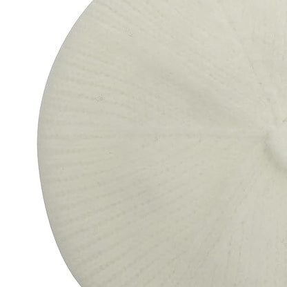 ZLYC Women French Beret Hat Winter Knitted Stretchable Beret Artist Cap - color: Plain White