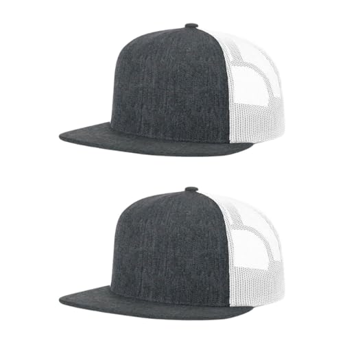 Richardson 511 Wool Blend Flatbill Trucker Snapback Adjustable Cap - color: Heather Charcoal/White
