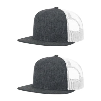 Richardson 511 Wool Blend Flatbill Trucker Snapback Adjustable Cap - color: Heather Charcoal/White
