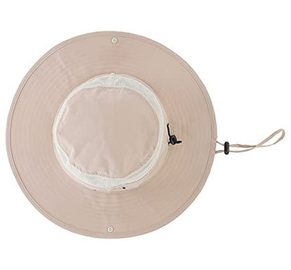 Connectyle UPF 50+ Wide Brim Sun Hat for Men Breathable Cowboy Boonie Hats Outdoor Bucket Hat for Fishing Hiking Safari - color: Light Khaki