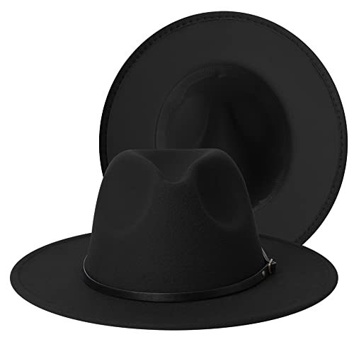 Womens & Mens Fedora Hats, Wide Brim Fedora Hats for Women Men - color: Ba-black-belt, size: Large-X-Large
