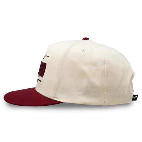 Longhorn Adjustable Snapback Western Hat - color: Cream/Maroon - Solid Back