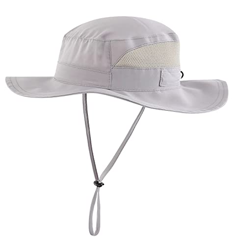 Connectyle Toddler Kids Sun Hat UPF 50+ UV Protection - Boys & Girls Wide Brim Bucket Hats for Outdoor Summer, Ages 2-6 - color: Gray, size: 4-6 Years