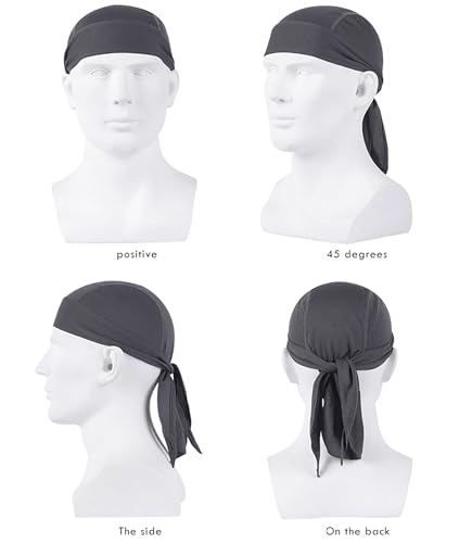 Sweat Wicking Doo Rag - Dew Rag Cooling Helmet Liner - Breathable Helmet Do Rag for Men and Women - color: Whitenavyskyblue