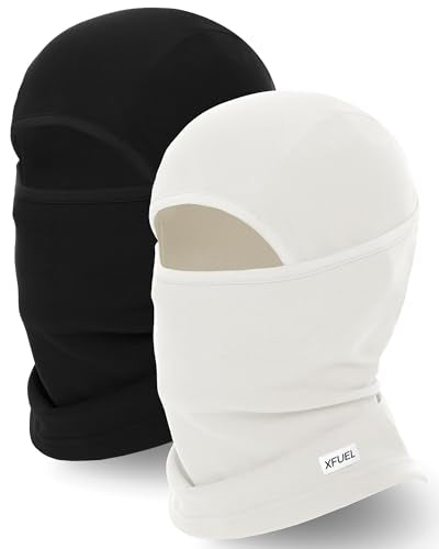 Winter Balaclava Ski Mask Warm and Fleece Full Face Cover for Men Women Cold Weather Skiing Motorcycle Neck Warmer - color: Black+white