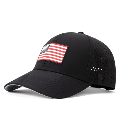 UVCoolix™ Cooling Sweatband Baseball Cap for Hot Weather,Breathable Sun Protection,Water-Resistant Golf Performance Hat - color: Black Flag, size: X-Large-XX-Large