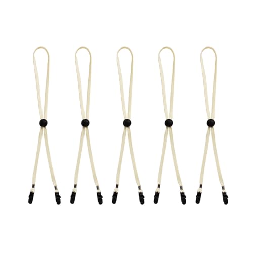 5 Pcs Adjustable Hat Strap Clips, Hat Chin Cord, Anti-Lost Cap Strap Clips for Golfing, Fishing, Boating, Sailing - color: Beige