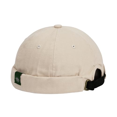 Croogo Cotton Brimless Hat for Men Rolled Cuff Docker Cap Casual Worker Hat - color: M-ct84-beige