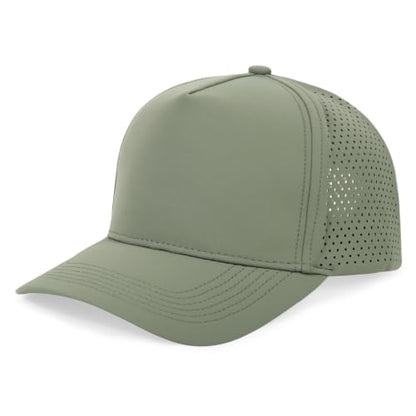 5 Panel Baseball Cap Quick Dry Mesh Snapback Hat for Women Men - color: Sagegreen