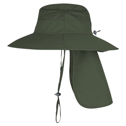 ZOORON Sun Hats for Men Women with Neck Flap Fishing UPF 50+ UV Protection - color: Army Green