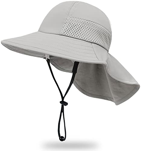 Toddler Baby Sun Hat Kids Summer Beach Essentials Adjustable Beach Hats with Bucket Wide Brim for Boys Girls Age 0-14 Years - color: 1pc-grey, size: 6-24 Months