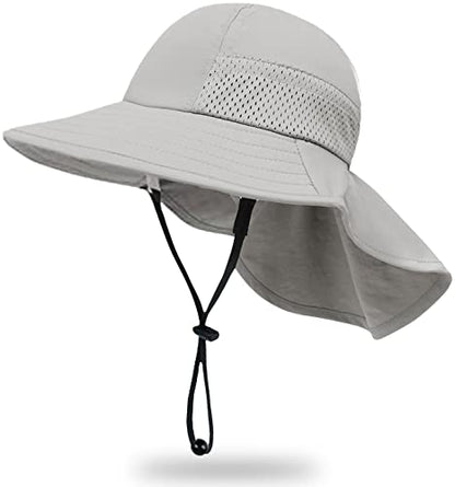 Toddler Baby Sun Hat Kids Summer Beach Essentials Adjustable Beach Hats with Bucket Wide Brim for Boys Girls Age 0-14 Years - color: 1pc-grey, size: 2-7 Years