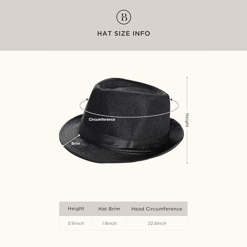 BABEYOND 1920s Mens Gatsby Gangster Accessories Set Panama Hat Suspender Bow Tie - color: Black Set