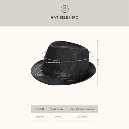 BABEYOND 1920s Mens Gatsby Gangster Accessories Set Panama Hat Suspender Bow Tie - color: Black Set