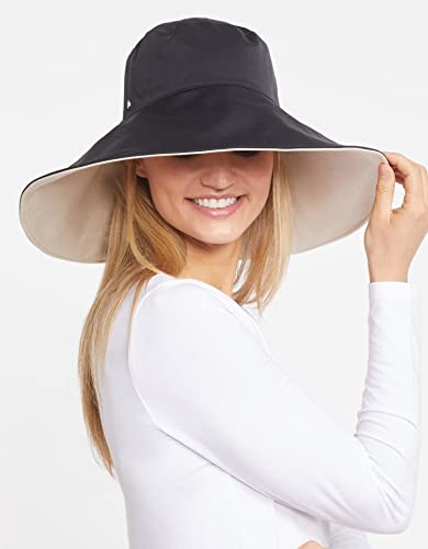 Solbari Women's Ultra Wide Brim Hat UPF 50+ - color: Black / Beige, size: Large-X-Large