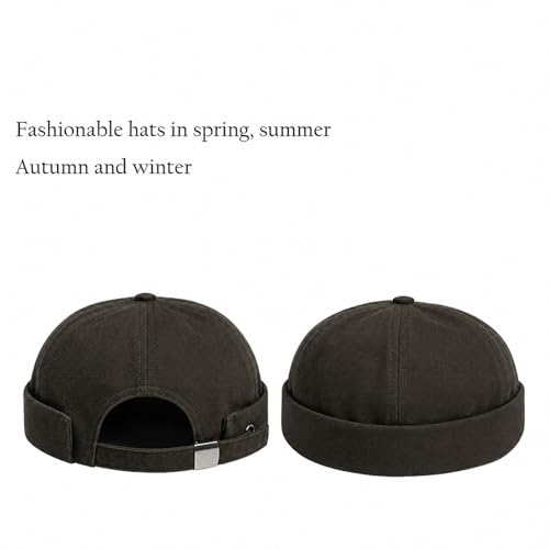 Adjustable Unisex Hip-Hop Docker Hat Dome Brimless Hats - color: Army Green