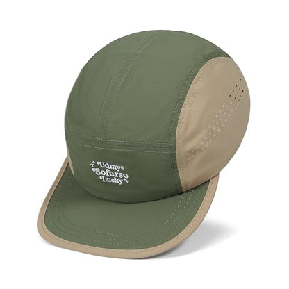 CLAPE Quick Dry 5 Panel Hat for Men, Breathable Mesh Lightweight Running Cap Outdoor Streetwear Flat Brim Hat - color: Bs265p15-greenkhaki